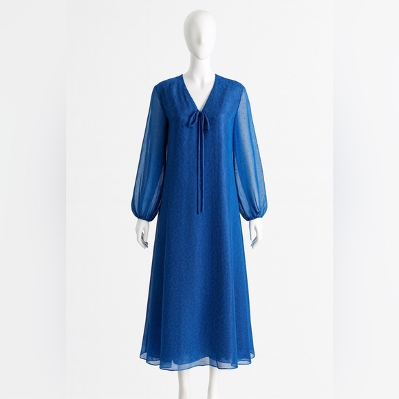 VTG Vintage ROBERT COURTNEY GENE ROYE Blue Designer Dress Size 18 - Picture 1 of 14